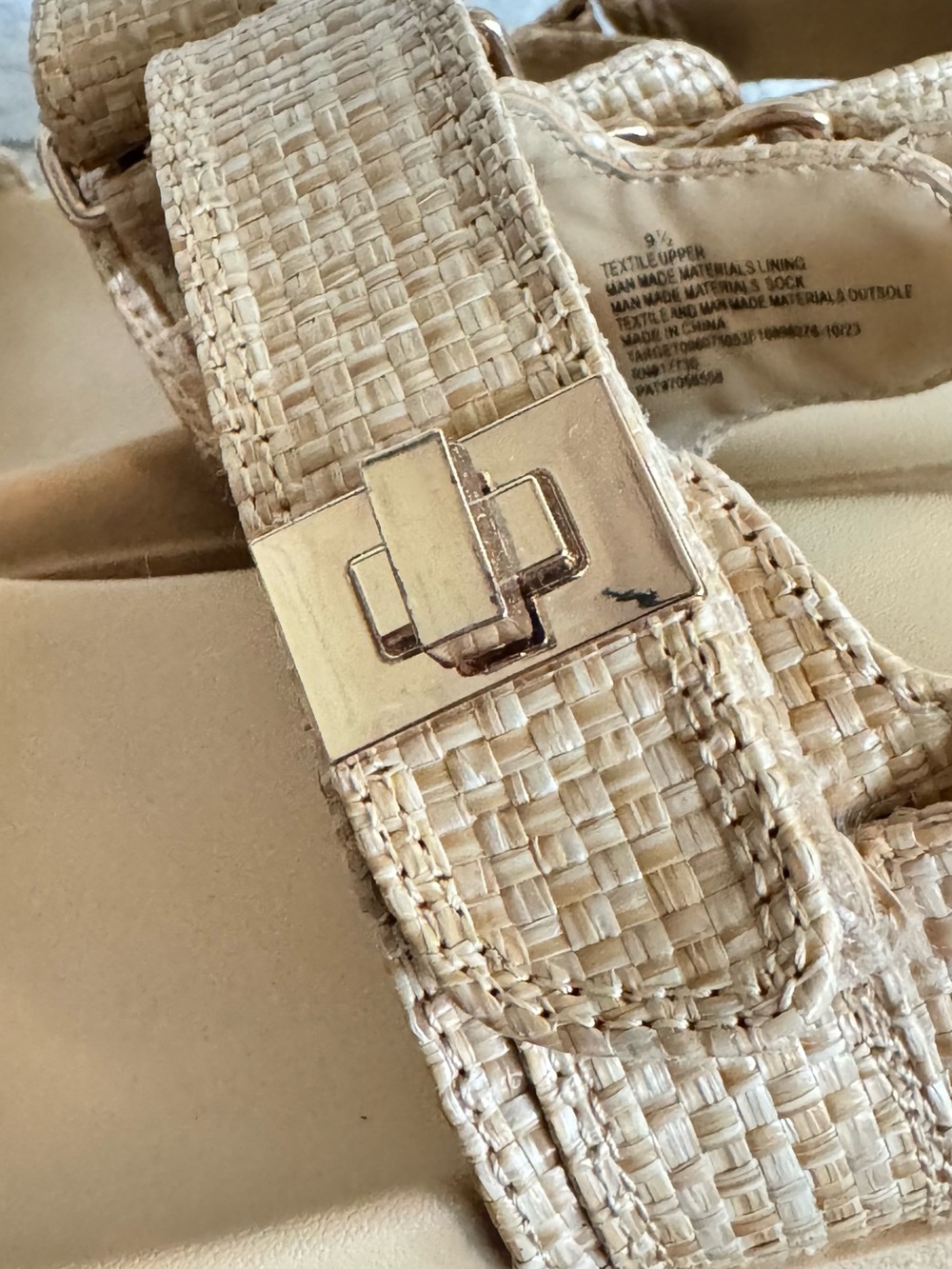 A New Day Woven Raffia Platform Sandals Neutral Velcro Size 9.5 - Picture 4 of 7